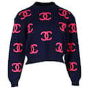 Chanel Logo Sweater in Navy Blue Wool