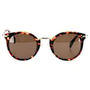 Óculos de sol redondos Celine Lea Tortoise Shell em plástico marrom - Céline
