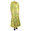 Yellow belted floral printed dress - size UK 10 - Autre Marque