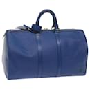Louis Vuitton Epi Keepall 45 Boston Bag Blue M42975 LV Auth ar11503