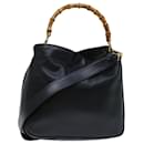 GUCCI Bamboo Hand Bag Leather 2way Black 001 3444 1638 auth 68466 - Gucci