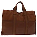 HERMES Fourre Tout MM Hand Bag Canvas Brown Auth bs12587 - Hermès