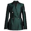 Givenchy SS20 Bottle Green  wool and silk hourglass blazer jacket