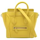 Luggage Nano Drummed Calfskin Leather 2-Ways Tote Bag Yellow - Céline