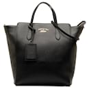 Gucci Black Leather Swing Convertible Tote
