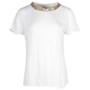T-shirt decorata Maje Tellor in lino color crema