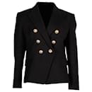 Balmain lined-Breasted Blazer in Black Cotton