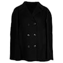 Theory Double-Breasted Cape Coat in Black Wool