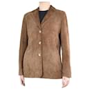 Brown suede leather jacket - size UK 12 - Autre Marque