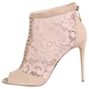 Light pink suede and lace open-toe booties - size EU 37 - Dolce & Gabbana