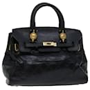 VERSACE Hand Bag Enamel Black Auth bs12608 - Versace