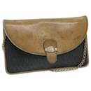 Christian Dior Honeycomb Canvas Chain Shoulder Bag PVC Black Auth bs12883