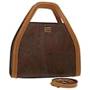 Bolsa de mão ETRO em couro PVC 2maneira Brown Auth yk11205 - Etro