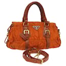 Prada Hand Bag Nylon 2way Orange Auth bs12509