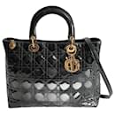 Dior Christian Dior Lady Dior Grande shoulder bag in black patent leather