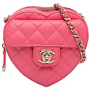 Sac à bandoulière Chanel Mini CC in Love Heart rose