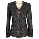 Jaqueta de Tweed Preta com Botões de Jóia CC Lendários - Chanel