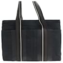 HERMES TROCA MM CABAS HAND BAG IN CANVAS & BLACK LEATHER TOTE TOTE HAND BAG - Hermès