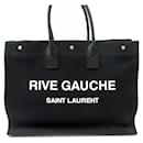 NEUF SAC A MAIN SAINT LAURENT RIVE GAUCHE CABAS 499290 EN TOILE NOIRE BAG - Yves Saint Laurent