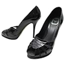 Christian Dior Shoes 38.5 BLACK PATENT LEATHER PUMPS LEATHER PUMP SHOES