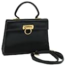 Salvatore Ferragamo Gancini Hand Bag Leather 2way Black Auth 68369