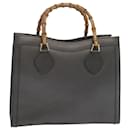 GUCCI Bamboo Tote Bag Cuir Gris Auth ep3668 - Gucci