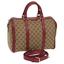 Gucci GG Canvas Hand Bag 2Camino Beige Rojo 247205 autenticación 68594