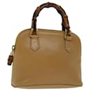 GUCCI Bamboo Hand Bag Leather 2way Beige 007 1014 0231 Auth ep3695 - Gucci