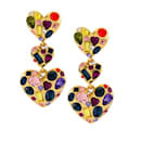 Brincos de lustre de cristal e ouro em forma de coração com pedras preciosas OSCAR DE LA RENTA - Oscar de la Renta