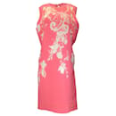 Naeem Khan Pink / Beige Embroidered and Beaded Sleeveless Linen Dress - Autre Marque