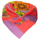 Hermès Rose / Écharpe en sergé de soie plissée Multi A Cheval sur mon Carre Plisse Violet - Autre Marque