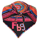 Hermes Black / Pink Multi FBG 24 Plisse Pleated Silk Twill Scarf - Autre Marque