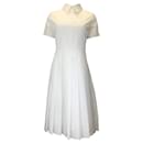 Duncan White Pleated Short Sleeved Button-down Cotton Shirt Dress - Autre Marque