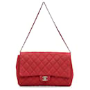 Chanel Red Quilted Caviar New Clutch on Chain