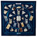 Sciarpa Hermès in seta blu Carnets de Bal