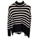 Totême Striped Turtleneck Blend Sweater in Black Wool