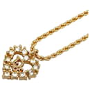 Rhinestone Heart Pendant Necklace - Dior