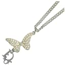Rhinestone Butterfly Pendant Necklace - Dior