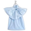 Givenchy pale blue exaggerated bow blouse