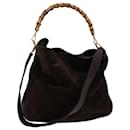 GUCCI Bamboo Hand Bag Suede 2way Black 001 1705 1577 auth 68061 - Gucci