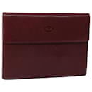 CARTIER Multi Case Wallet Leather Bordeaux Wine Red Auth bs12862 - Cartier