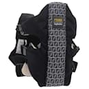 FENDI Baby Carrier Zucchino Canvas Shoulder Bag Black Auth 69064 - Fendi