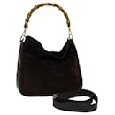 GUCCI Bamboo Hand Bag Suede 2way Brown 001 1705 1638 Auth ar11553 - Gucci