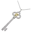 Collana con ciondolo chiave corona di diamanti in platino - Tiffany & Co