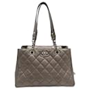 CC Quilted Leather  Chain Tote Bag - Chanel