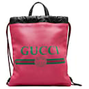 Leather Logo Drawstring Backpack - Gucci