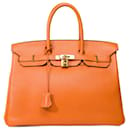 HERMES BIRKIN BAG 35 in Orange Leather - 101759 - Hermès