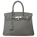 HERMES BIRKIN BAG 30 in Gray Leather - 101813 - Hermès