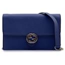 Carteira GG WOC de couro azul em bolsa crossbody com corrente - Gucci