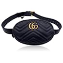 Tamanho da bolsa de cintura com cinto Marmont GG acolchoado de couro preto 65/26 - Gucci